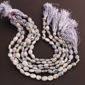 1 Strand Gray/ Blue Silverite Faceted Oval Shape Briolettes - Oval Beads 11mmx9mm-8mmx7mm 9 Inches BR180