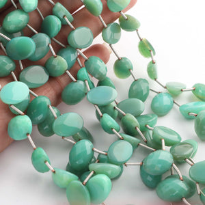 1 Strand Bio Chrysoprase Faceted Briolettes - Oval Shape Beads -15mmx10mm 9 Inches BR192