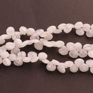 1 Strands  White Rainbow Moonstone Faceted Briolettes - Heart Shape Beads 7mm-9 inches BR197