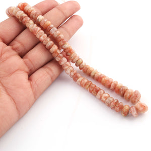 1  Strand Peach Moonstone Smooth Rondelles -  6mm-11mm-17 Inches BR1179