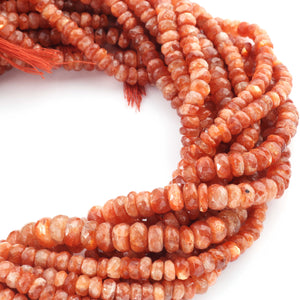 1  Strand Natural Sun Stone Faceted Roundelles - Semi Precious Gemstone Beads Rondelles  Beads, 5mm-8mm-15.5 Inches BR02946