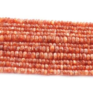 1  Strand Natural Sun Stone Faceted Roundelles - Semi Precious Gemstone Beads Rondelles  Beads, 5mm-8mm-15.5 Inches BR02946