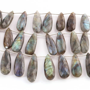 1 Strand Labradorite Faceted Briolettes - Semi Precious  Long Pear Shape Briolettes - 19mmx9mm-32mmx12mm - 9 Inches- BR02052