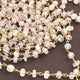 1 Feet White Rainbow Moonstone 5mm Rosary Style Beaded  Chain-White Rainbow Moonstone Beads 925 Sterling Vermeil  Chain SRC0011