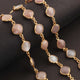 1 Feet Beautiful Peach Moonstone Cushion Shape Connector Chain, 925 Sterling Vermeil Bezel Continuous Connectors Chain - 10mmx16mm SRC0020