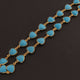 1 Feet Beautiful Turquoise Trillion Shape Connector Chain, 925 Sterling Vermeil Bezel Continuous Connectors Chain - 11mmx17mm SRC0018