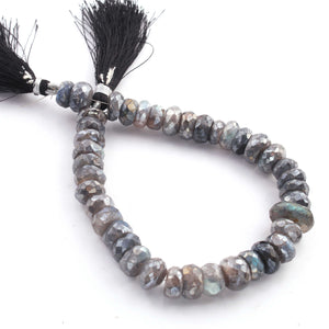 1 Strand Labradorite Silverite  Faceted Roundells -Round  Shape  Roundells 10mmx9mm-13mmx10mm8 Inches BR909