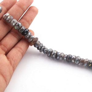 1 Strand Labradorite Silverite  Faceted Roundells -Round  Shape  Roundells 10mmx9mm-13mmx10mm8 Inches BR909