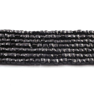 1 Strands Black Onyx Faceted Cube Beads Briolettes - Box Shape Beads 7mm 8 Inch BR917