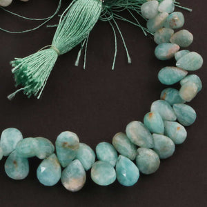 1 Strand  Amazonite Faceted Briolettes - Pear Shape Briolettes -6mmx5mm-11mmx8mm - 8 Inches br01714