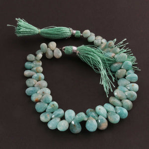 1 Strand  Amazonite Faceted Briolettes - Pear Shape Briolettes -6mmx5mm-11mmx8mm - 8 Inches br01714