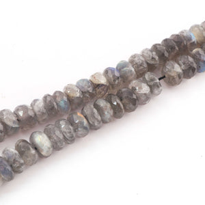 1 Strand Labradorite  Faceted Rondelles -Semi Precious Gemstone Rondelles Beads 8mm- 9mm 13.5 Inches BR2187