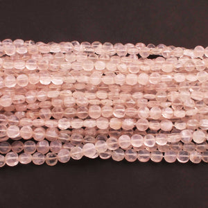 1 Strands Rose Quartz Faceted  Briolettes- Coin Shape Beads 6mm 12 Inches BR920