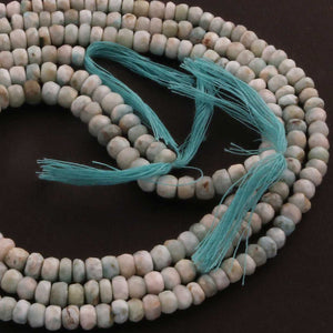 1  Long Strand Larimar Faceted Roundelles - Semi Precious Gemstone Rondelles  Shape Beads 6mm-14 Inches BR1521