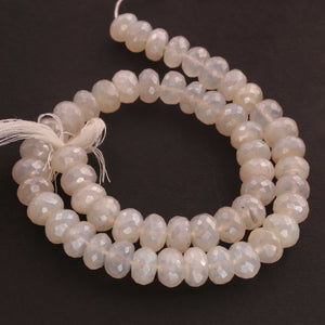 1 Long Strand White Silverite Faceted Rondelles  - Gemstone Rondelles 8mm 13 Inches BR927