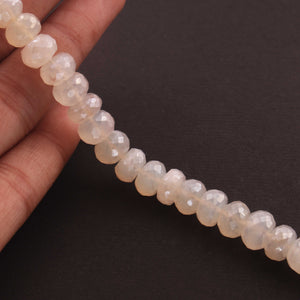 1 Long Strand White Silverite Faceted Rondelles  - Gemstone Rondelles 8mm 13 Inches BR927