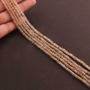 5 Strand Golden Rutile  Faceted Rondelles  - 4mm 13 Inches BR3833