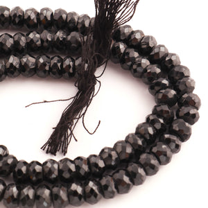 1 Strand Black Spinel  Faceted Rondelles , Gemstone Rondelles - 6mm -13 inche BR246