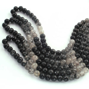 1 Strand Black Rutile Faceted Gemstone Ball Beads   - 7mm - 16 Inches BR933