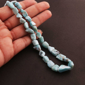 1 Strand Larimar Smooth Briolettes  - Nuggets Shape Briolettes - 5mmx6mm-16mmx9mm 16 inch BR272