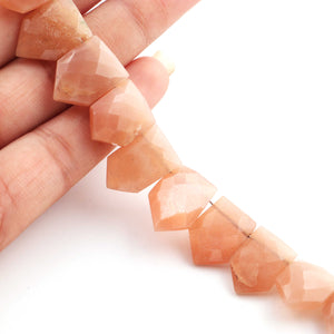 1 Strand Peach Moonstone Faceted Briolettes - Fancy Shape Briolettes- 13mmX11mm-18mmx12mm 10 Inch BR273