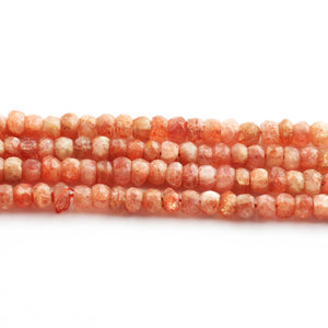 1 Long  Strand Sunstone Faceted Rondelles  - Roundells Beads 4mm-5mm 12 Inch BR253