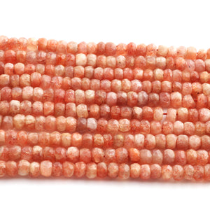 1 Long  Strand Sunstone Faceted Rondelles  - Roundells Beads 4mm-5mm 12 Inch BR253