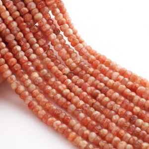 1 Long  Strand Sunstone Faceted Rondelles  - Roundells Beads 4mm-5mm 12 Inch BR253