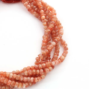 1 Strand Sunstone Faceted Rondelles-Gemstone Beads 3mm-4mm 12 Inch BR252