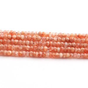 1 Strand Sunstone Faceted Rondelles-Gemstone Beads 3mm-4mm 12 Inch BR252