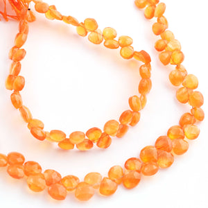 1 Long Strand Carnelian Faceted Briolettes - Heart Shape Briolettes  7mm-6mm 9 Inches BR252