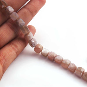 1  Strand Chocolate Moonstone Faceted  Briolettes -Cube Shape  Briolettes  8mm-9.5 Inches BR945