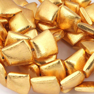 1 Strand Gold Plated Designer Copper Square Shape Beads, Copper Beads, Jewelry Making, 17mmx14mm GPC1372 - Tucson Beads