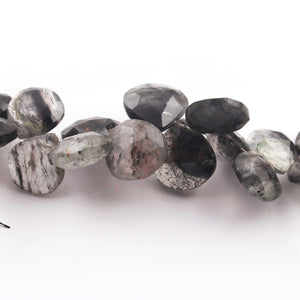 1 Strand Black Rutile  Faceted Briolettes  -Heart Shape Briolettes  13mmx12mm -5 Inches BR951