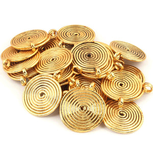 15  Pcs Gold Round Charm Pendant - 24k Gold Plated - Copper Gold Round Pendant 39mmx32mm - GPC1374 - Tucson Beads