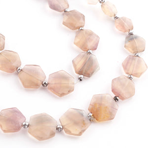 1 Strand Multi Fluorite Faceted Briolettes - Hexagon Shape Briolettes 11mm-13mm 7.5 Inchs BR265