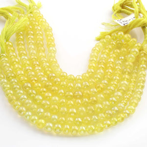 1 Long Strand Lemon Quartz Smooth Round Balls beads - Gemstone ball Beads 6-7mm 8 Inches BR952