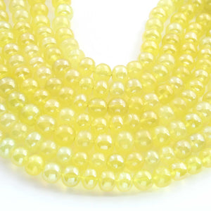 1 Long Strand Lemon Quartz Smooth Round Balls beads - Gemstone ball Beads 6-7mm 8 Inches BR952