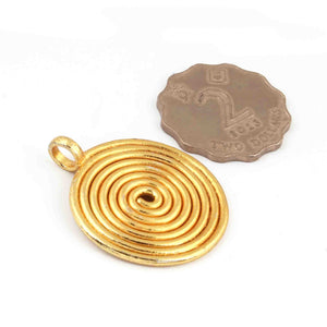 15  Pcs Gold Round Charm Pendant - 24k Gold Plated - Copper Gold Round Pendant 39mmx32mm - GPC1374 - Tucson Beads