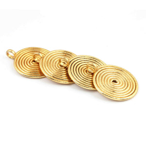 15  Pcs Gold Round Charm Pendant - 24k Gold Plated - Copper Gold Round Pendant 39mmx32mm - GPC1374 - Tucson Beads