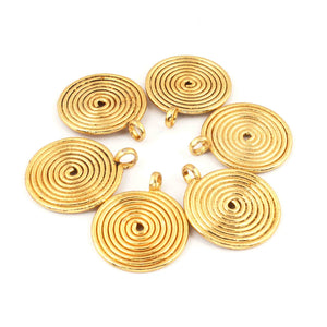 15  Pcs Gold Round Charm Pendant - 24k Gold Plated - Copper Gold Round Pendant 39mmx32mm - GPC1374 - Tucson Beads