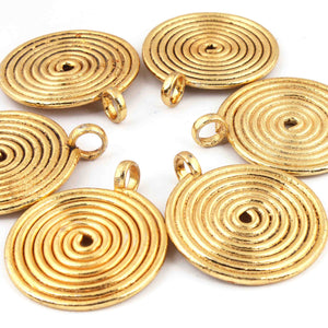 15  Pcs Gold Round Charm Pendant - 24k Gold Plated - Copper Gold Round Pendant 39mmx32mm - GPC1374 - Tucson Beads