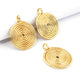 15  Pcs Gold Round Charm Pendant - 24k Gold Plated - Copper Gold Round Pendant 39mmx32mm - GPC1374 - Tucson Beads