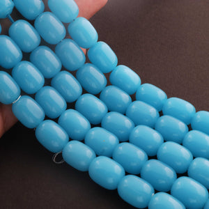 1 Strand Blue Chalcedony Smooth Drum Beads - Smooth Drum Beads 16mmx12mm 16 inches BR211