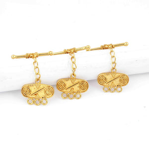 10 Pcs Fine Quality Gold Plated Toggle Beads - Metal Beads - Toggle Clasp 55mmx22mm GPC1377 - Tucson Beads