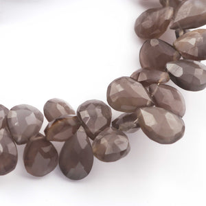 1 Strand Grey Moonstone Faceted Pear Drop Briolettes - Grey Moonstone Pear Drop Beads 9mmx11mm 8 Inches BR393