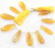 1 Strand Yellow Chalcedony Faceted Briolettes -  Pear Shape Briolettes 30mmx11mm-33mmx14mm - 8 Inches BR3033 - Tucson Beads