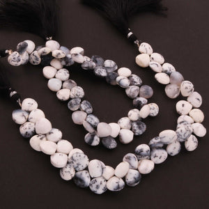 1 Strand  Dendrite opal faceted Heart Briolettes-  Opal Heart Briolettes 10mm 8 Inch BR392