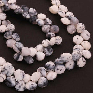 1 Strand  Dendrite opal faceted Heart Briolettes-  Opal Heart Briolettes 10mm 8 Inch BR392