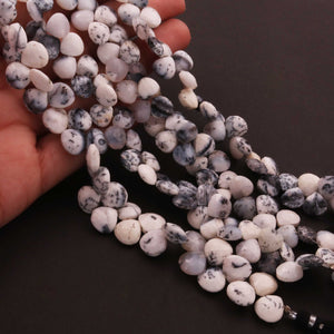 1 Strand  Dendrite opal faceted Heart Briolettes-  Opal Heart Briolettes 10mm 8 Inch BR392